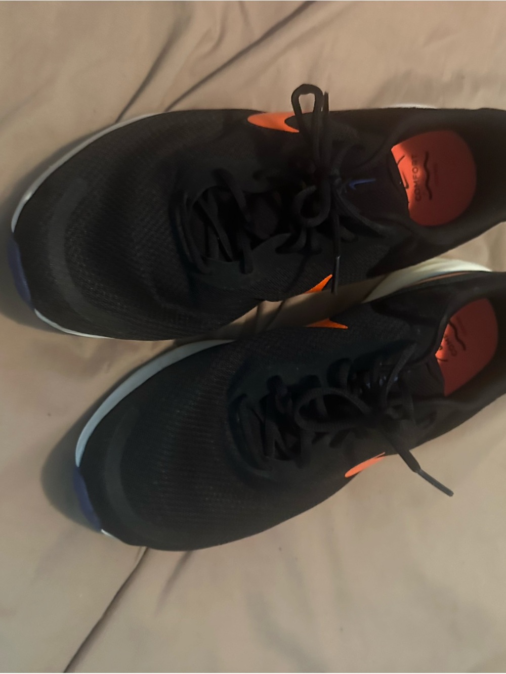 Nike Men's Black Running Shoes with Orange Accents 14W